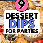 9 dessert dips for parties that are perfect for potlucks, holidays, and fun family gatherings. This collection includes easy dessert dips made with cream cheese, Cool Whip, chocolate chips, and other simple ingredients. You’ll find cold dessert dips that are perfect for dipping graham crackers, apples, fruit, pretzels, cookies, and vanilla wafers. These dessert dip ideas include funfetti dessert dip, Dunkaroo style dessert dip, and creamy dessert dip recipes that are great for kids and adults. Perfect for summer parties, fall gatherings, Thanksgiving dessert tables, Easter celebrations, and holiday parties, these easy dessert dips are sweet treats everyone will love.