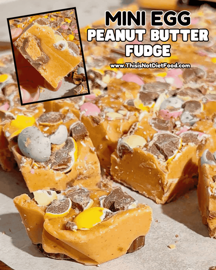Mini Egg Peanut Butter Cup Fudge is the ultimate easy no bake dessert for Easter and spring parties. This microwave fudge recipe is made with vanilla frosting, peanut butter chips and smooth peanut butter for a rich and creamy texture. Loaded with mini Reese’s peanut butter cups and crushed Cadbury mini eggs, this dessert is perfect for peanut butter lovers. If you’re looking for easy Easter desserts, no bake fudge recipes, simple desserts for a crowd or quick holiday treats, this one is a must try. Great for gifting, dessert trays, potlucks and family gatherings, this sweet treat is colourful, fun and incredibly easy to make. Save this easy fudge recipe for your Easter dessert ideas.