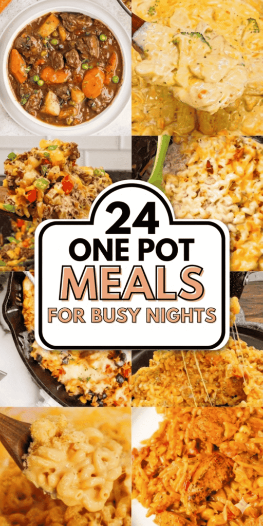 Need fresh Weeknight Dinner Ideas that don&rsquo;t leave you buried in dishes? These 24 Easy One Pot Dinners are exactly what you need for quick and easy dinner recipes that actually fit real life. This roundup is packed with 1 Pot Meals, One Pot Dinner Ideas, and Quick One Pot Meals that are perfect for families, beginners, and anyone craving simple comfort food without the mess. From creamy garlic pasta to ground beef recipes for dinner, skillet potatoes, and hearty casserole recipes for dinner, these meals deliver big flavor fast. Whether you're looking for 30 Minute Meals, Cheap One Pot Meals, or Lazy Dinners, you&rsquo;ll find something here. These easy one-pan meal ideas are perfect for weeknight dinner recipes easy enough for even the busiest nights. Save these One Pot Meals Under 30 Minutes now!