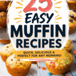 Looking for the ultimate list of Muffin Recipes? These 25 Easy Muffin Recipes include everything from Healthy Muffins Recipes to indulgent Bakery Style Muffins perfect for any craving. Whether you want Quick Muffin Recipes for busy mornings, Mini Muffin Recipes for snacks, or hearty Breakfast Muffins Recipes, this collection has it all. You’ll find Banana Oatmeal Muffins, Oatmeal Chocolate Chip Muffins, Chocolate Chip Muffins, and Berry Muffins that double as Easy Breakfast Ideas and Quick Snacks. From Healthy Baking Recipes to Sweet Desserts, these Homemade Muffins are perfect for Easy Grab And Go Breakfast Ideas, Breakfast Muffins For Kids, or even a cozy brunch spread.