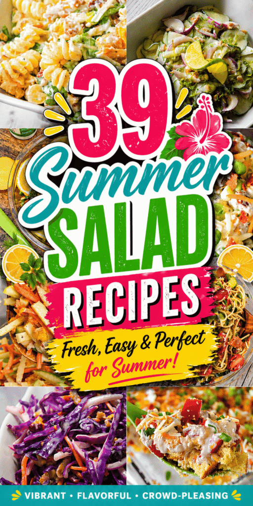 Looking for the best Summer Salad Recipes to upgrade your cookout? This roundup of 39 fresh, flavorful dishes is packed with Salad Bowls, Cold Salad Recipes, and Summer Salads For Bbq that are perfect for parties, potlucks, and easy dinners. From Italian Salad and Olive Garden Salad Recipe favorites to Corn Salad Recipes, pasta salads, and protein-packed options, these Fresh Salad Recipes are made for Summer Eating. Whether you need Salads For A Crowd, Easy Lunches For Work, or a colorful Cookout Salad, these Homemade Salad ideas are simple, vibrant, and bursting with Zesty Dressing flavor everyone will love.