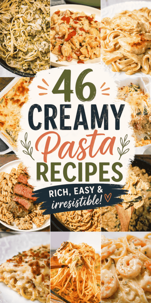 If you&rsquo;re craving comfort food, these creamy pasta recipes are about to become your go-to for weeknight dinner. From cheesy garlic spaghetti and creamy garlic parmesan pasta to Cajun chicken pasta and baked pasta recipes, this collection is loaded with easy pasta dinner ideas. Perfect for lazy dinners, quick meals, or even dinner date recipes, you&rsquo;ll find simple recipes with spaghetti noodles, creamy chicken pasta, and budget-friendly pasta ideas. Whether you need easy lunch ideas or something easy to cook for dinner, these creamy pasta dishes deliver rich flavor with minimal effort. Save these best pasta recipes now for fast family dinners!