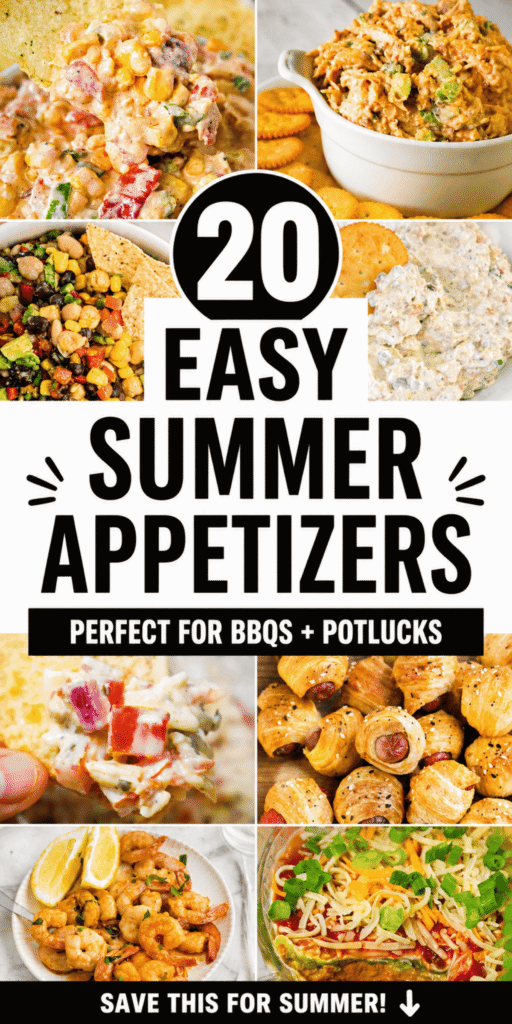 Looking for Summer Appetizers Easy enough for any host? These 20 Summer Appetizer Recipes are perfect for Summer Party Food, Cookout Appetizers, and Backyard Cookout Party Events. From cold dips and fresh Cowboy Caviar to Easy Appetizers With Meat and bite size appetizers, this roundup is packed with Summer Party Food Ideas that guests actually eat. Whether you need Easy Make Ahead Appetizers, Room Temperature Appetizers, or Finger Foods For Outdoor Party setups, these Summer Appetizers For Party Easy options are perfect for pool party snacks, picnic food ideas dinner, and snacks for BBQ party gatherings.