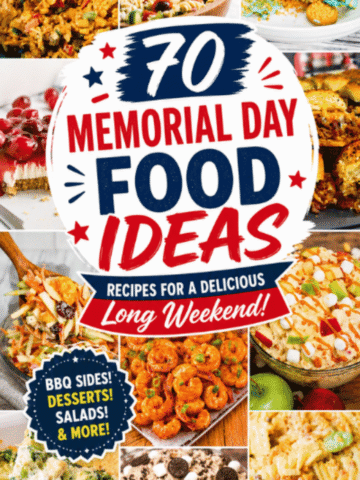 Planning a cookout? These 70 Memorial Day food ideas are packed with Summer BBQ Food, Memorial Day Recipes, and easy Memorial Day Meals your guests will actually want to eat. From 4th Of July BBQ Food and Fourth Of July Appetizers to Memorial Day Party Food, cookout sides, and finger foods Memorial Day guests can grab fast, this list covers it all. You’ll find Memorial Day Menu Ideas Easy, cheap Memorial Day food, Memorial Day Picnic Food Ideas, and Memorial Day BBQ Menu Ideas perfect for feeding a crowd. Whether you need Memorial Day Snacks, Memorial Day Desserts, or BBQ potluck ideas, these Memorial Day Cookout Ideas make hosting stress-free and delicious.