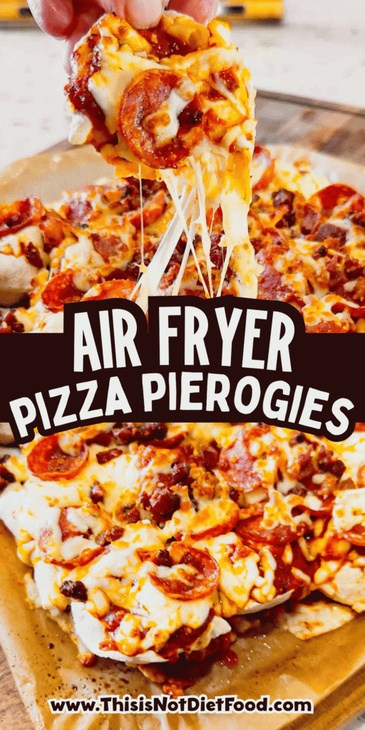 Air Fryer Pizza Pierogies are the ultimate easy comfort food recipe for busy weeknights, game day snacks, party appetizers and lazy dinners. Frozen bacon pierogies are air fried until crispy and golden, then topped with pizza sauce, shredded mozzarella cheese, pepperoni and crumbled bacon for a cheesy pizza-inspired dinner everyone will love. This easy air fryer recipe is perfect for picky eaters, quick meals, easy dinner ideas, air fryer snacks and fun family dinners. If you love pizza recipes, frozen pierogi recipes, cheesy appetizers, easy air fryer dinners, quick comfort food and crispy air fryer recipes, these loaded pizza pierogies are a must-try for your next weeknight meal, movie night snack or game day party food spread.