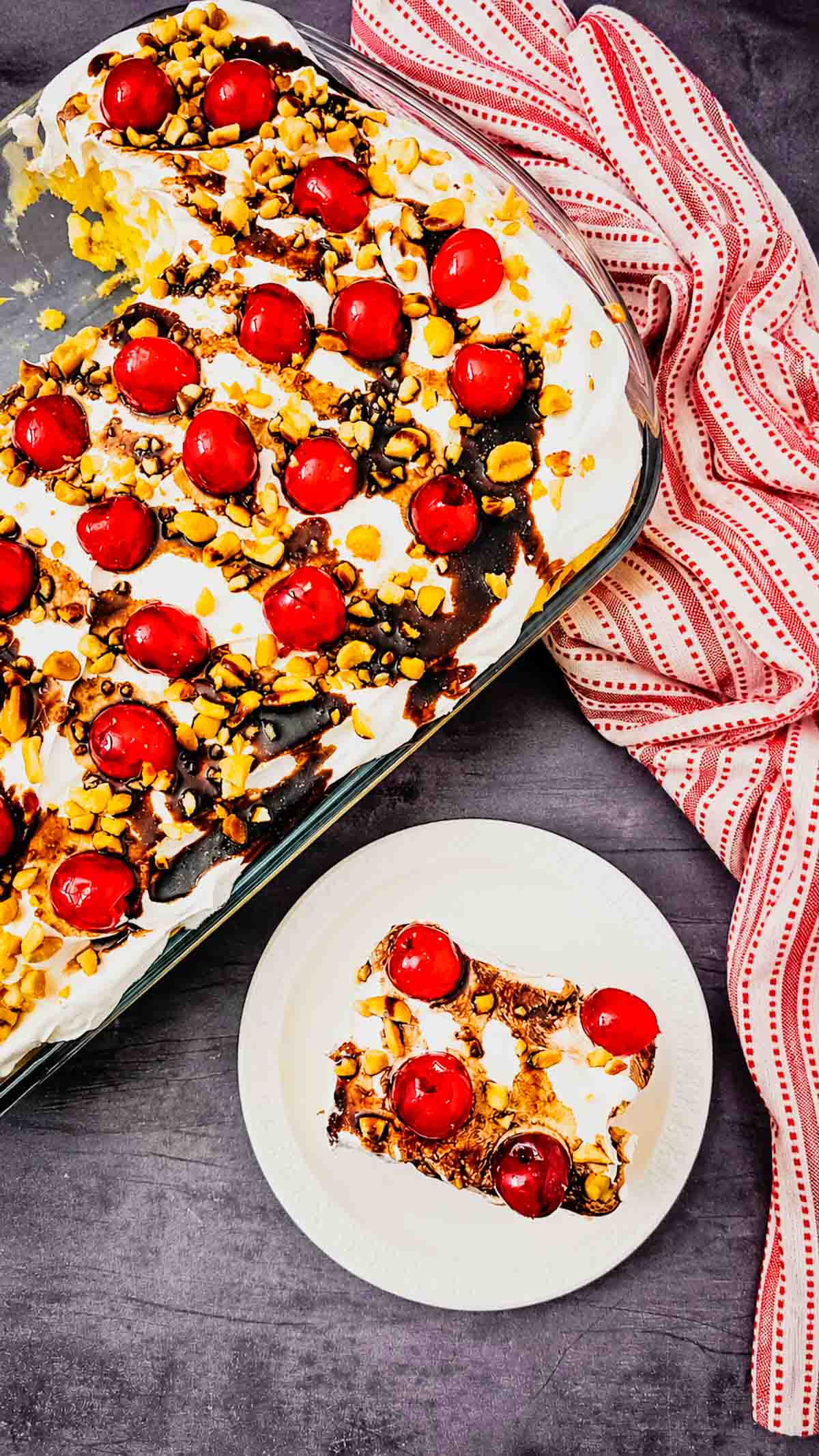 Banana Split Cake is the ultimate easy dessert recipe for anyone who loves classic banana split flavors in a soft baked cake. This layered dessert starts with a moist yellow cake base and is topped with bananas, crushed pineapple, fluffy whipped topping, chocolate drizzle, and maraschino cherries for the perfect sweet finish. If you’re searching for easy cake recipes, banana desserts, pineapple desserts, potluck desserts, summer desserts, or crowd pleasing party desserts, this Banana Split Cake recipe is a must-try. Great for birthdays, BBQs, family gatherings, holidays, and make ahead desserts, this colorful treat is simple to prepare and always a hit with both kids and adults who love fun retro dessert recipes.