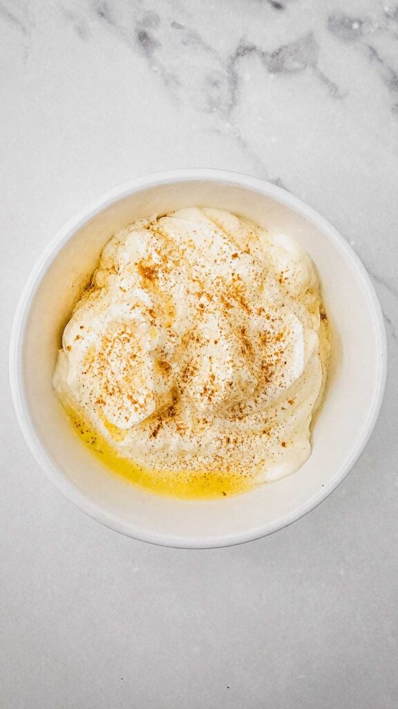 mayo, lemon juice and old bay seasoning in a bowl