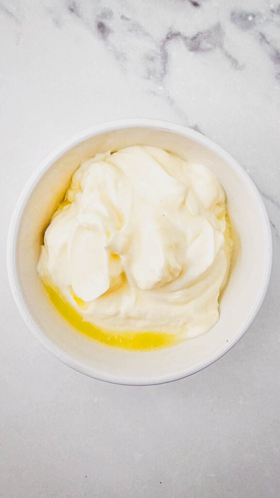 mayo and lemon juice in a small mixing bowl