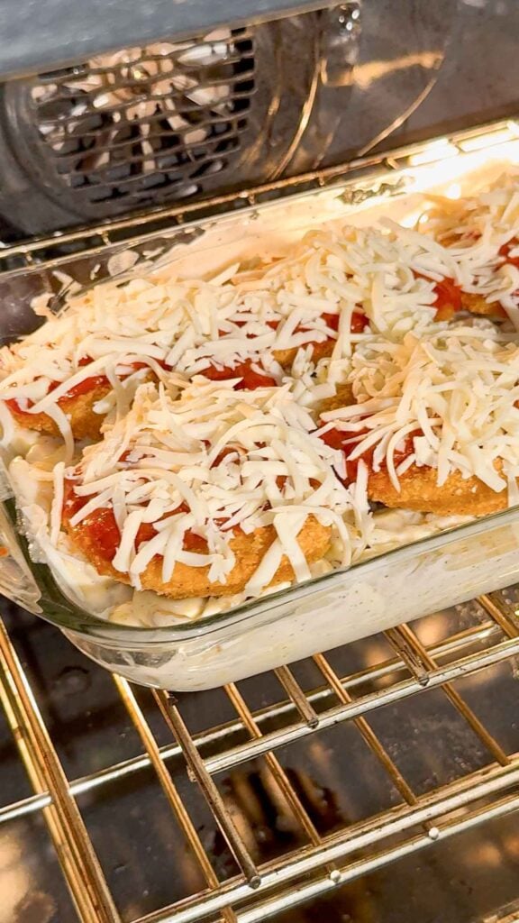chicken burger chicken parms baking in the oven
