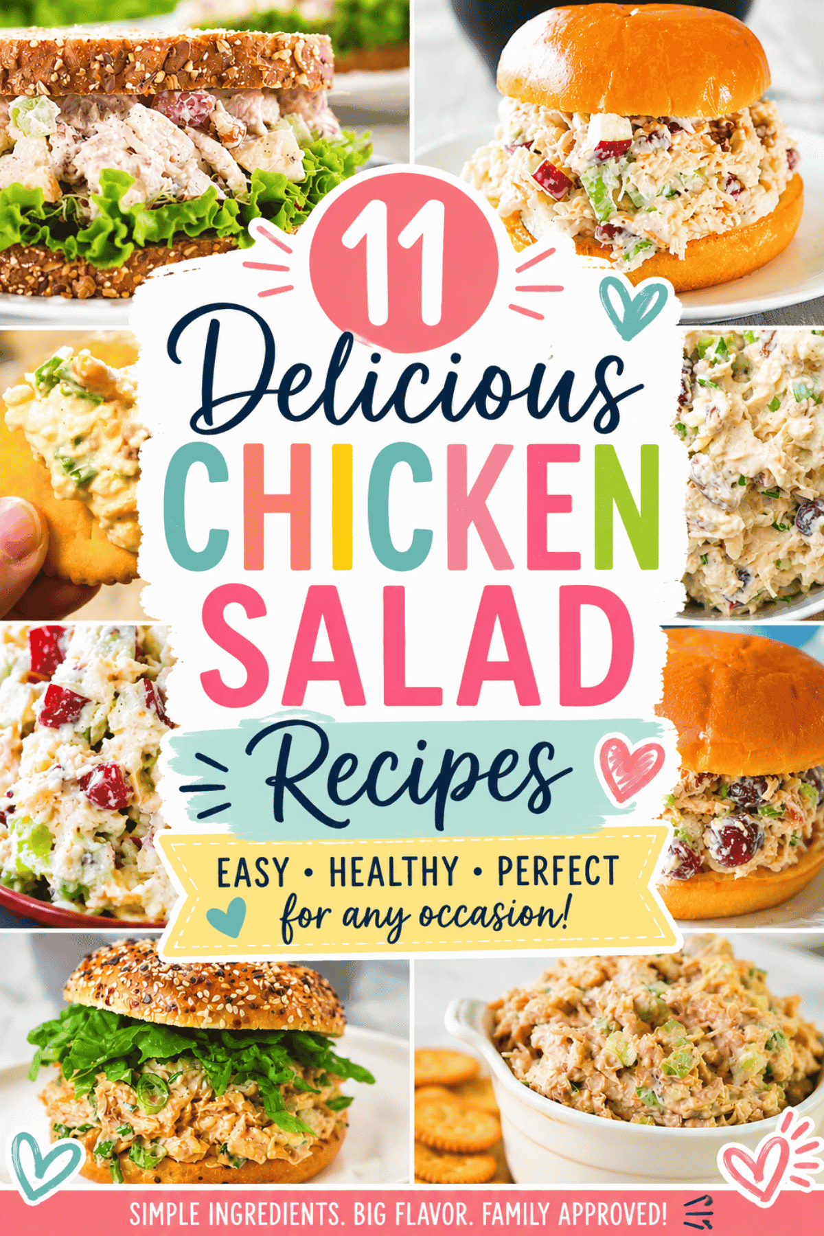 Looking for Easy Chicken Salad recipes the whole family will love? This collection of 11 Chicken Salad Recipes is packed with everything from a classic Homemade Chicken Salad to flavorful Chicken Salad With Grapes, Greek Chicken Salad, Southern Style Chicken Salad and more. Whether you're using Rotisserie Chicken, Pre Cooked Chicken or Tender Chicken Breast, these Chicken Salad Ideas are perfect for Meal Prep For The Week, Healthy Lunch Salad Idea inspiration and Easy Weeknight Dinners. Discover How To Make Chicken Salad for sandwiches, wraps, croissants and Chicken Salad Bowls. These Chicken Salads For Dinner are loaded with flavor and make great Easy Picnic Food Ideas, Summer Lunch options and Quick Meals for busy days.