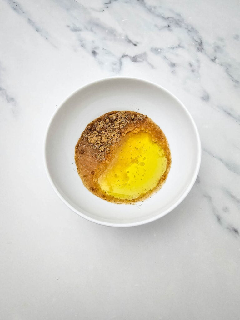 olive oil, cider vinegar and seasonings in a small mixing bowl