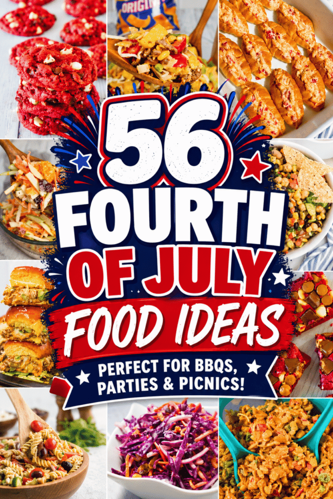 Planning a celebration? These 56 Fourth Of July Food Ideas are packed with everything you need for an unforgettable holiday menu. From Fourth Of July Appetizers and 4Th Of July Fingerfood to Easy 4th Of July Side Dishes and Fourth Of July Easy Desserts, this roundup has something for everyone. Discover crowd-pleasing 4Th Of July Food Appetizers, Red White And Blue Appetizers, Patriotic Party Food, and Fun July 4th Food perfect for any Fourth Of July Party Food spread. Whether you're creating a Fourth Of July Buffet, planning a Southern 4th Of July Menu, or searching for Fourth Of July Picnic Recipes, these easy recipes are ideal for cookouts, backyard gatherings, and holiday celebrations. Save these 4Th Of July Recipes for your next July Fourth Party and build a menu guests will remember all summer long.