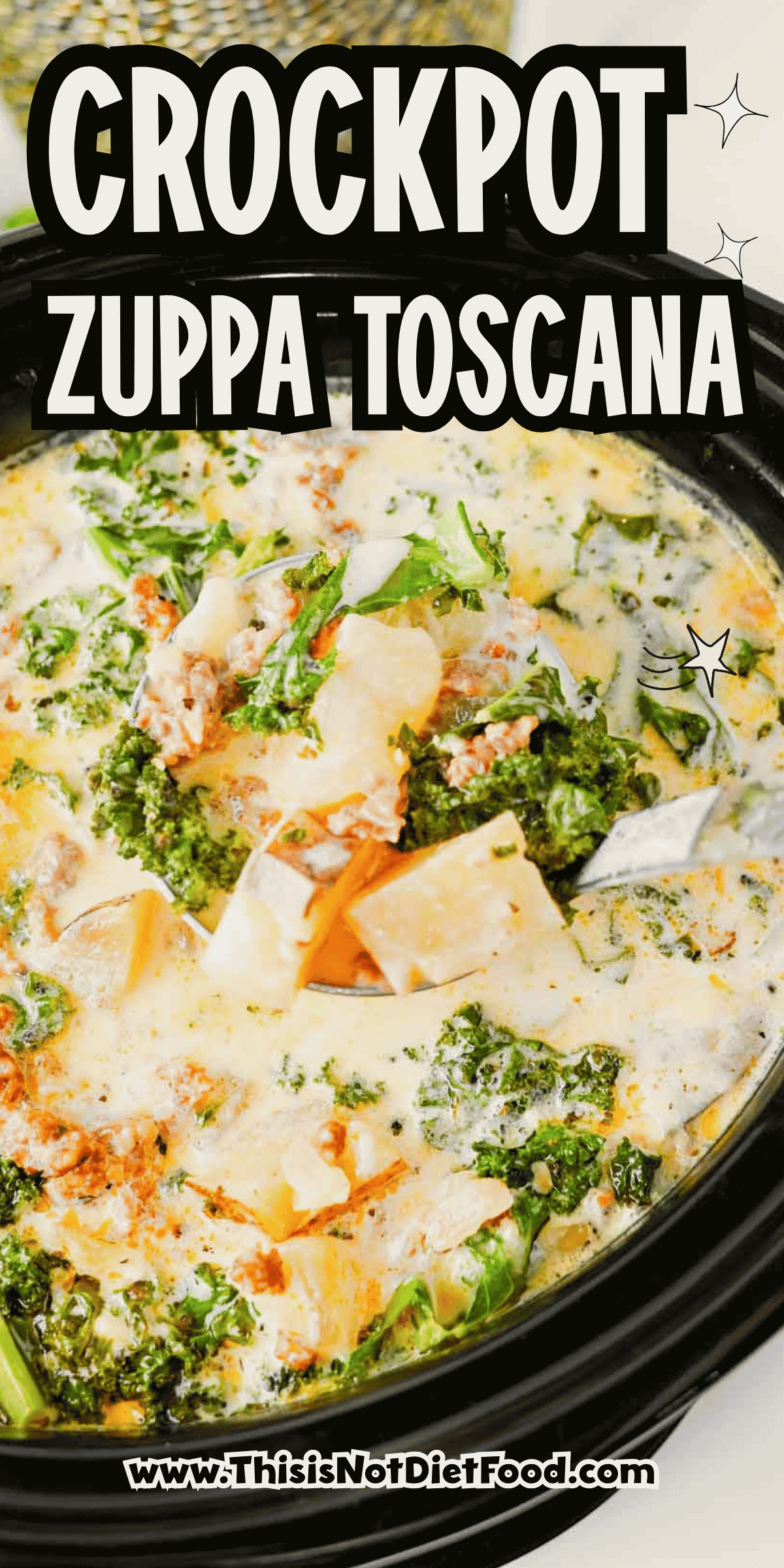 This Crockpot Zuppa Toscana is the ultimate comfort soup recipe loaded with Italian sausage, potatoes, bacon, kale and a rich creamy broth. If you love Copycat Olive Garden Zuppa Toscana, this Slow Cooker Zuppa Toscana is an easy family dinner that tastes even better than the restaurant version. Learn How To Make Olive Garden Zuppa Toscana at home with simple ingredients and minimal prep. This Zuppa Toscana Soup Recipe is perfect for busy weeknights, cozy weekends and feeding a crowd. Whether you're searching for Easy Soup Recipes, Italian Soup Recipes, Sausage And Kale Soup, Kale Soup Recipes, Homemade Soup Recipe ideas or a delicious Crockpot Zuppa Toscana, this hearty Toscana Soup delivers big flavor in every bite. Save this Easy Zuppa Toscana Soup for your next Soup Dinner night!