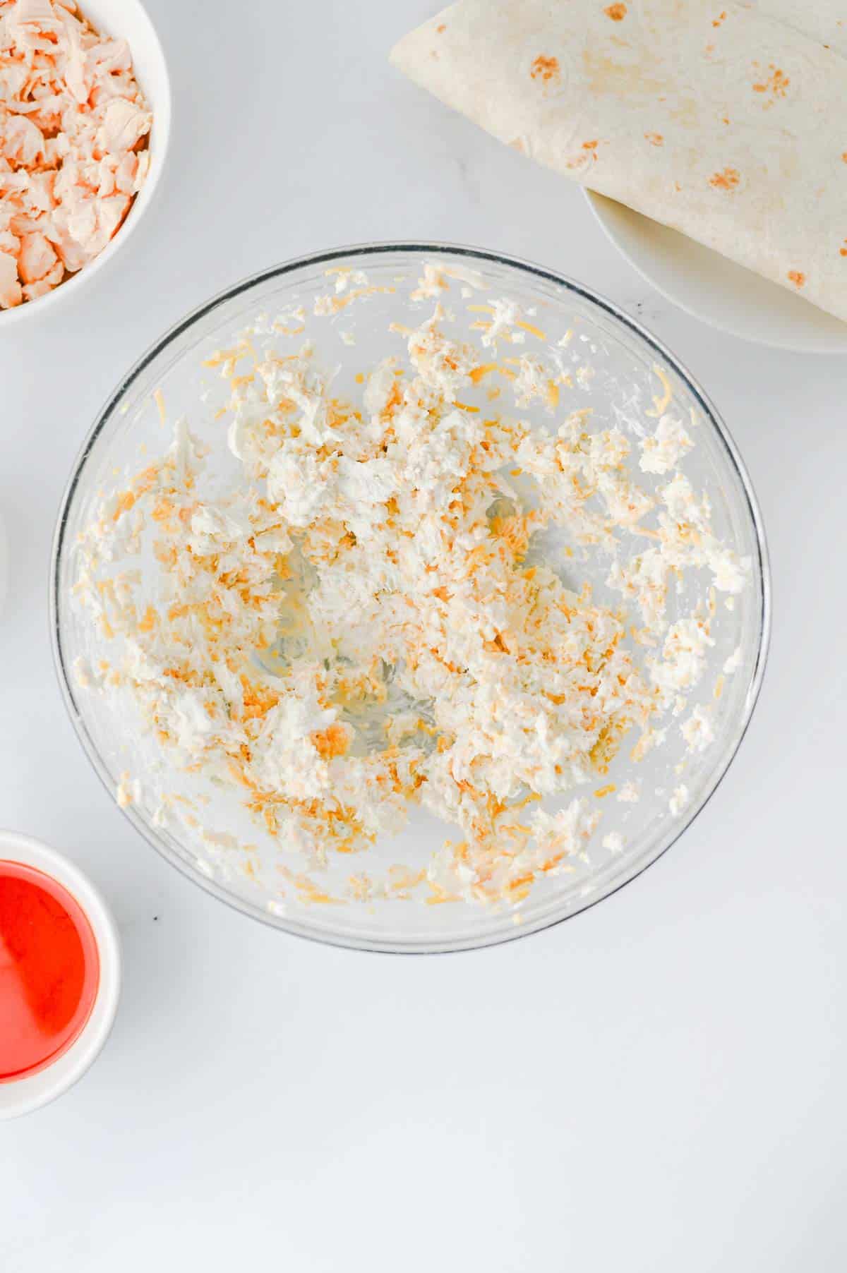 cream cheese mixture in a mixing bowl