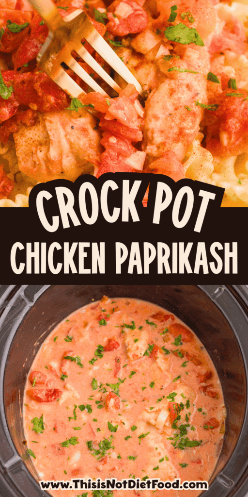 This Slow Cooker Chicken Paprikash is the ultimate comfort food dinner for busy weeknights. Tender chicken breasts cook low and slow with onions, tomatoes, and plenty of sweet paprika to create a rich, flavorful sauce that tastes like it simmered all day. A generous scoop of sour cream stirred in at the end gives this classic Hungarian-inspired dish its signature creamy texture. Serve it over egg noodles, rice, or mashed potatoes for a hearty family meal everyone will love. If you're looking for easy slow cooker chicken recipes, crock pot comfort food, cozy dinner ideas, or simple meals packed with flavor, this Chicken Paprikash recipe is a must-try. It's easy to prep, incredibly satisfying, and perfect for feeding a hungry crowd with minimal effort.