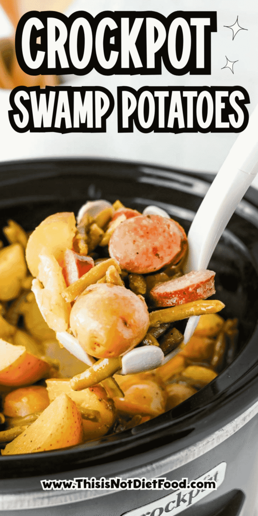 Looking for an easy slow cooker dinner the whole family will love? These Crock Pot Swamp Potatoes are loaded with tender baby potatoes, smoky sausage, green beans, buttery ranch flavor, and a kick of Cajun seasoning for a hearty meal that's packed with comfort. Everything cooks together in the crock pot, making this one of the easiest dump-and-go recipes for busy weeknights, lazy weekends, or cozy family dinners. If you love simple slow cooker recipes, sausage and potatoes, one pot meals, Southern-inspired comfort food, and budget-friendly dinners, this recipe deserves a spot on your menu. Serve it with crusty bread or enjoy it as a complete meal that's filling, flavorful, and guaranteed to have everyone coming back for seconds.