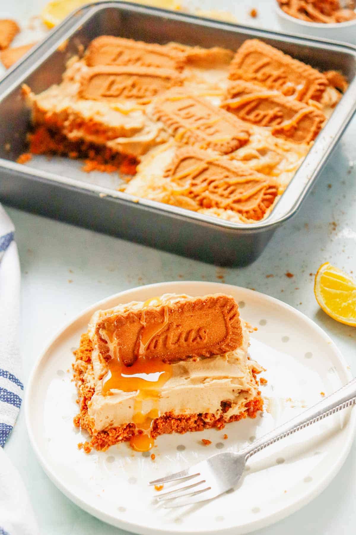 This No-Bake Biscoff Cheesecake is the ultimate easy dessert for cookie butter lovers. Made with a buttery Biscoff Cookie Crust, creamy cheesecake filling, and rich Lotus Biscoff Spread, this No Bake Cheesecake Recipe delivers incredible flavor without turning on the oven. Perfect for anyone searching for Biscoff Cheesecake, Lotus Biscoff Cheesecake, No Bake Desserts, Cookie Butter Cheesecake, Easy Cheesecake Recipes, Cheesecake Bars, Biscoff Dessert Recipes, and No Bake Cheesecake Bars. This simple dessert is ideal for holidays, potlucks, family gatherings, and make-ahead entertaining. With its smooth, creamy texture and irresistible cookie butter flavor, this No-Bake Biscoff Cheesecake is guaranteed to become one of your favorite easy dessert recipes.