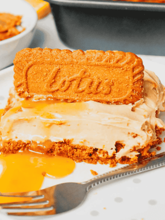 This No-Bake Biscoff Cheesecake is the ultimate easy dessert for cookie butter lovers. Made with a buttery Biscoff Cookie Crust, creamy cheesecake filling, and rich Lotus Biscoff Spread, this No Bake Cheesecake Recipe delivers incredible flavor without turning on the oven. Perfect for anyone searching for Biscoff Cheesecake, Lotus Biscoff Cheesecake, No Bake Desserts, Cookie Butter Cheesecake, Easy Cheesecake Recipes, Cheesecake Bars, Biscoff Dessert Recipes, and No Bake Cheesecake Bars. This simple dessert is ideal for holidays, potlucks, family gatherings, and make-ahead entertaining. With its smooth, creamy texture and irresistible cookie butter flavor, this No-Bake Biscoff Cheesecake is guaranteed to become one of your favorite easy dessert recipes.