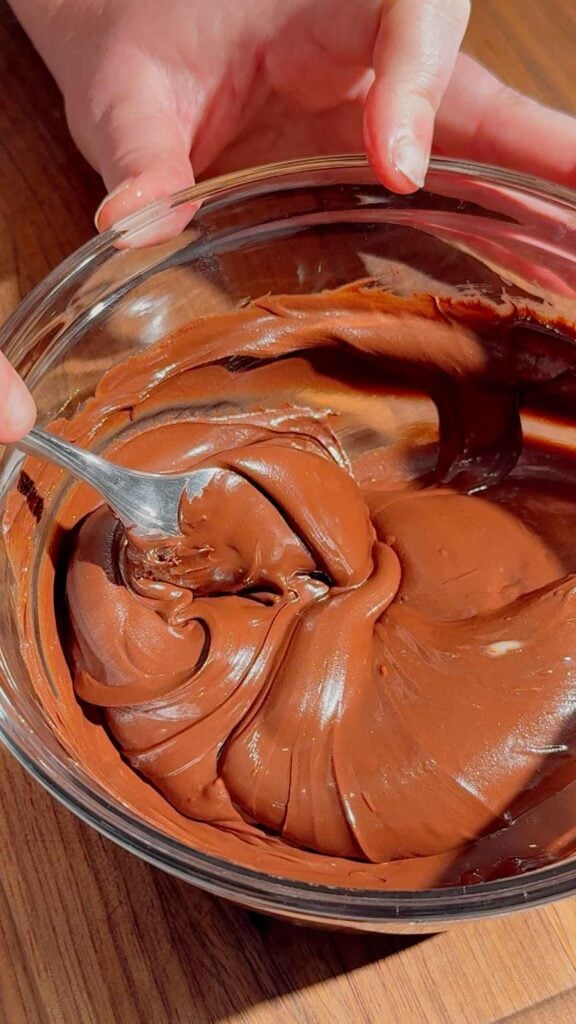 melted chocolate in a glass bowl