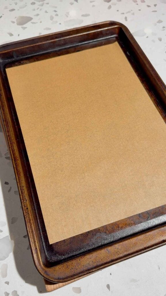 parchment lined baking sheet