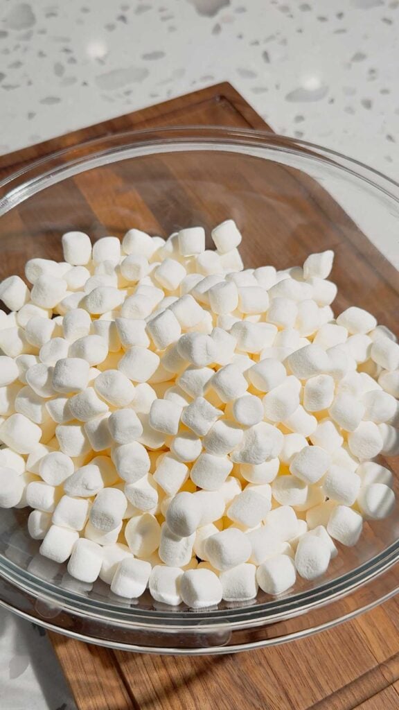 mini marshmallows in a glass bowl