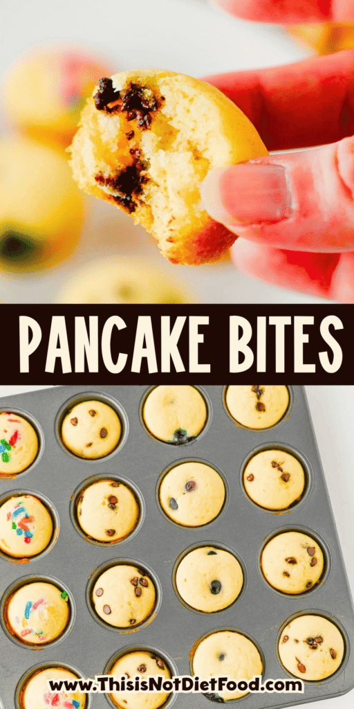Looking for a fun, kid-friendly breakfast that's quick, easy, and perfect for busy mornings? These Pancake Bites are the answer! Made with simple pancake mix and customizable with your favorite add-ins like mini chocolate chips, blueberries, sprinkles, or fruit, these mini muffins bake up soft, fluffy, and delicious in just 10 minutes. They're great for meal prep, lunch boxes, after-school snacks, brunch spreads, and grab-and-go breakfasts. If you love easy breakfast recipes, mini pancake muffins, bite-sized treats, and family-friendly recipes, you'll want to save this one. These homemade Pancake Bites are freezer-friendly, customizable, and a fun way to make breakfast exciting for kids and adults alike. Save this easy pancake recipe for later!