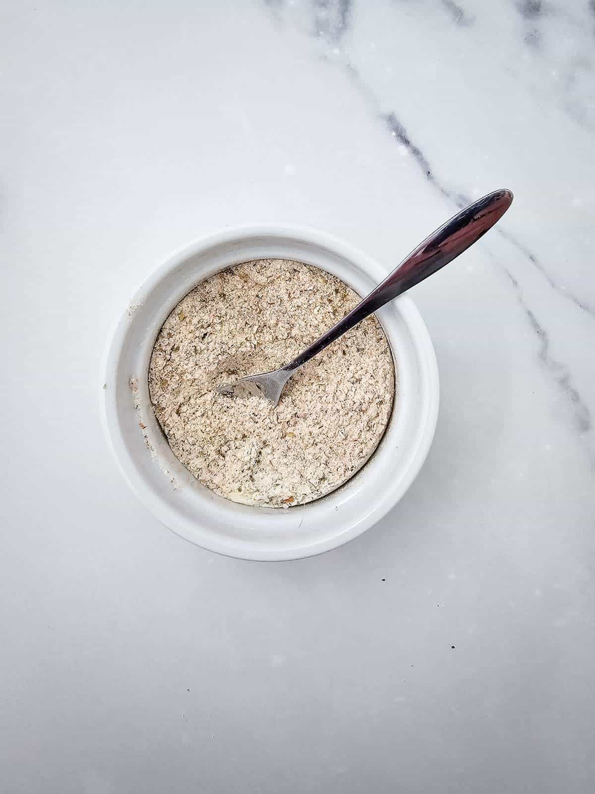 ranch seasoning, paprika and oregano stirred together in a small bowl