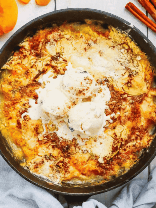 This Skillet Peach Dump Cake is the ultimate easy dessert recipe for peach lovers. Made with canned peaches or fresh peaches, yellow cake mix, butter, and cinnamon, this Peach Dump Cake Recipe comes together with minimal prep and bakes to golden perfection in a cast iron skillet. If you're searching for Easy Peach Desserts, Peach Dessert Recipes, Dump Cake Recipes, Peach Cobbler Dump Cake, Cast Iron Skillet Desserts, Summer Peach Recipes, Fresh Peach Desserts, or Quick Family Desserts, this recipe is a must-try. Perfect for potlucks, BBQs, holidays, weeknight treats, and summer gatherings, this warm and buttery dessert tastes amazing topped with vanilla ice cream or whipped cream. Save this Easy Peach Dump Cake for your next simple homemade dessert.