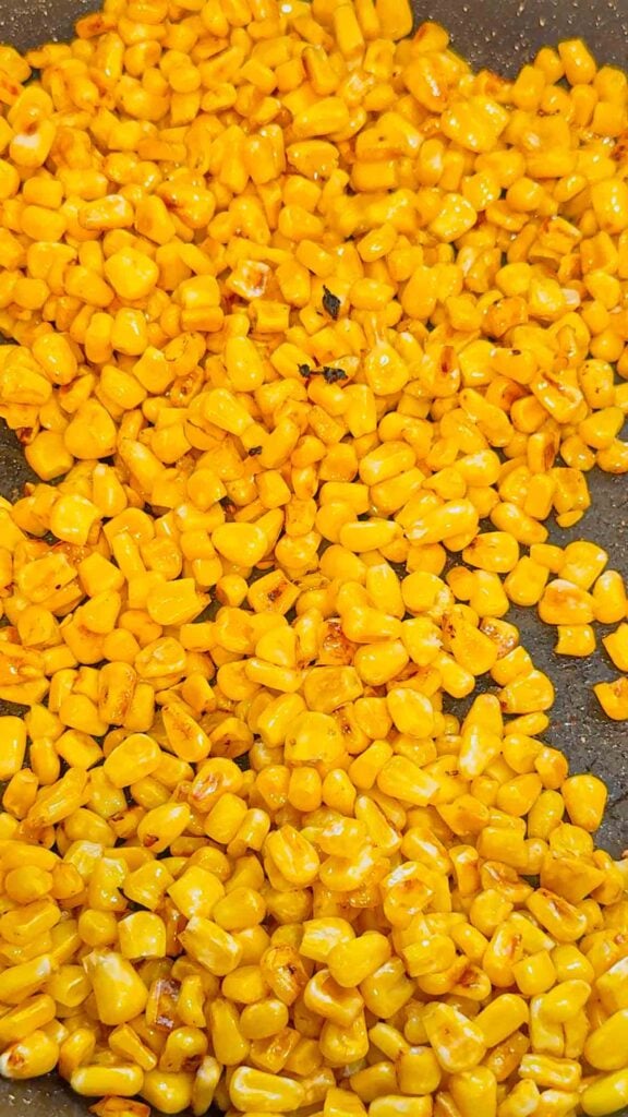 corn cooked until starting to brown in a skillet