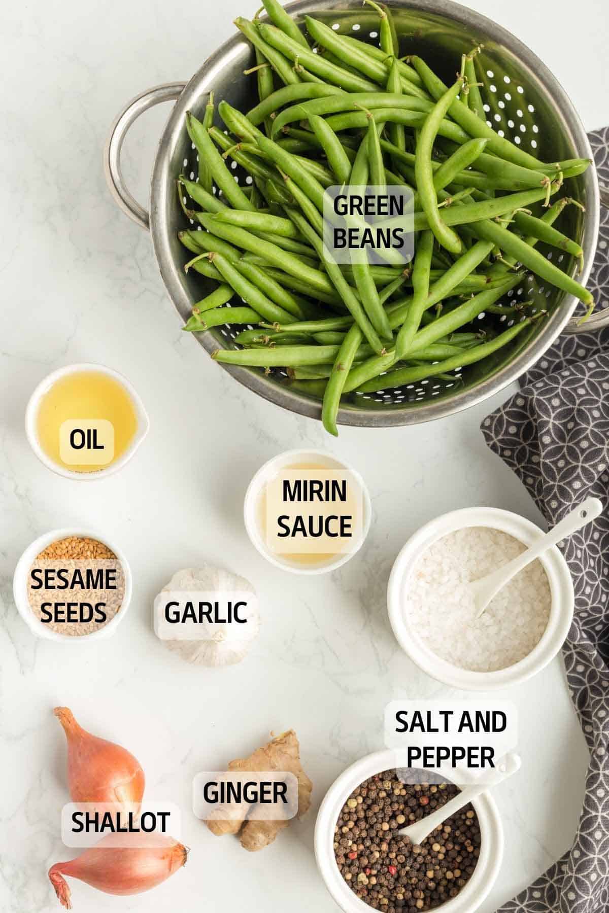 chinese green bean ingredients on the kitchen counter