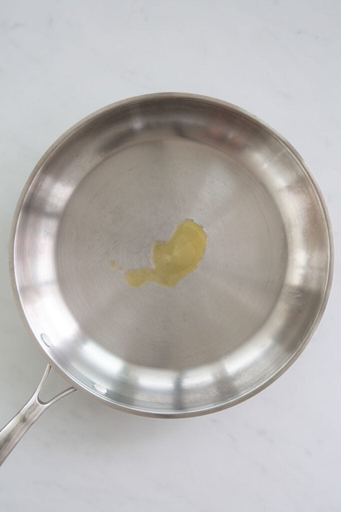oil heating in a skillet
