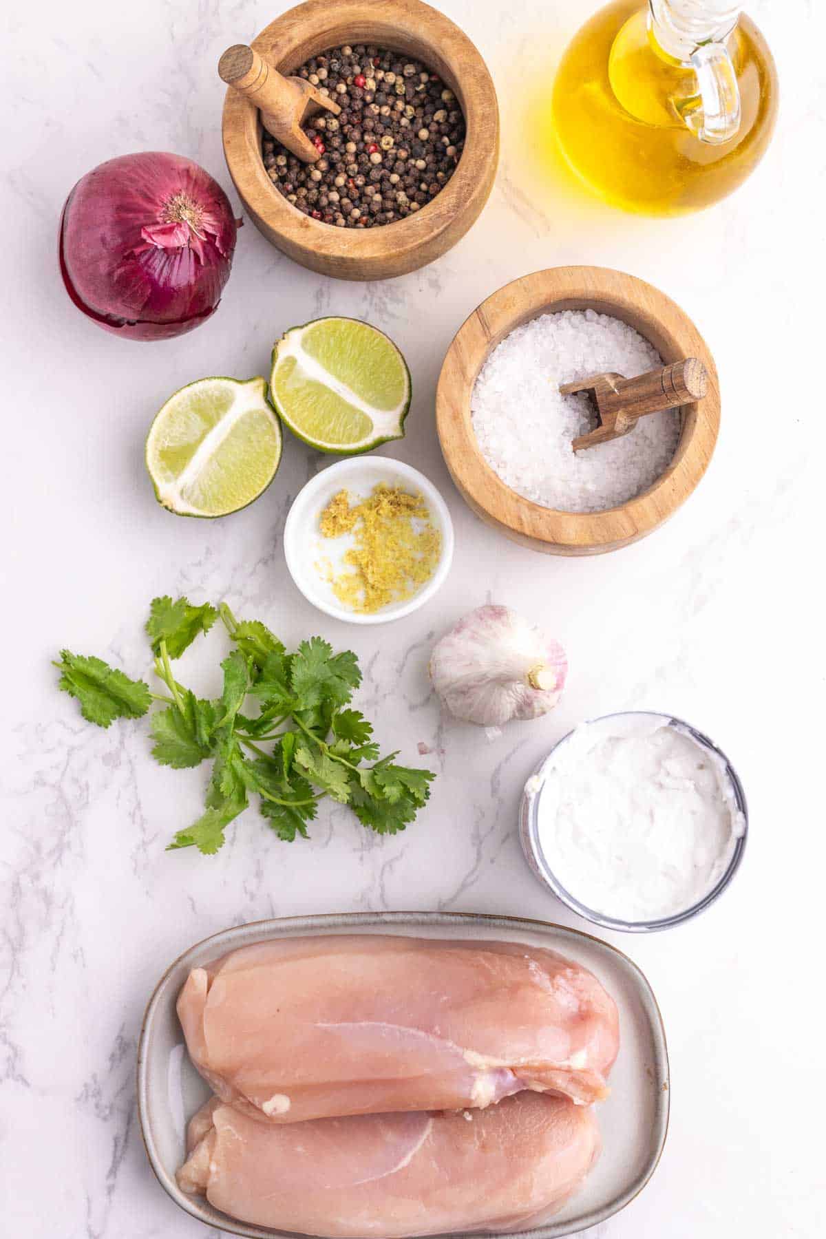 coconut lime chicken ingredients on the kitchen counter