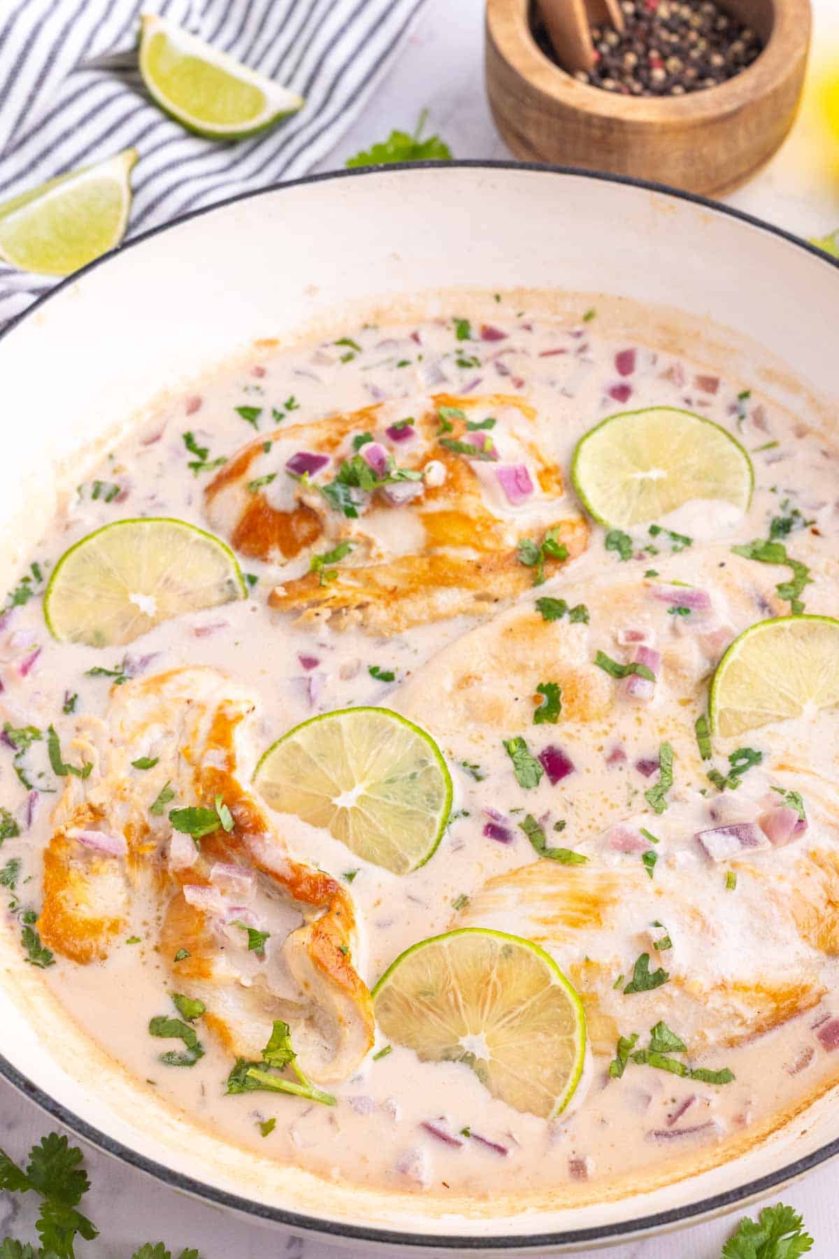 Looking for an easy Coconut Lime Chicken recipe that's packed with fresh, tropical flavor? This creamy Coconut Chicken Recipe combines juicy pan-seared chicken breasts with rich coconut milk, fresh lime juice, garlic, ginger, and cilantro for a quick 30 Minute Chicken Dinner the whole family will love. Perfect for busy weeknights, this Creamy Coconut Chicken is delicious served over rice, quinoa, or vegetables for a satisfying one-pan meal. If you love Easy Chicken Recipes, Skillet Chicken Recipes, Chicken Dinner Ideas, Coconut Milk Recipes, and flavorful Weeknight Dinner Recipes, save this tropical-inspired dish for your next family dinner or meal prep rotation!
