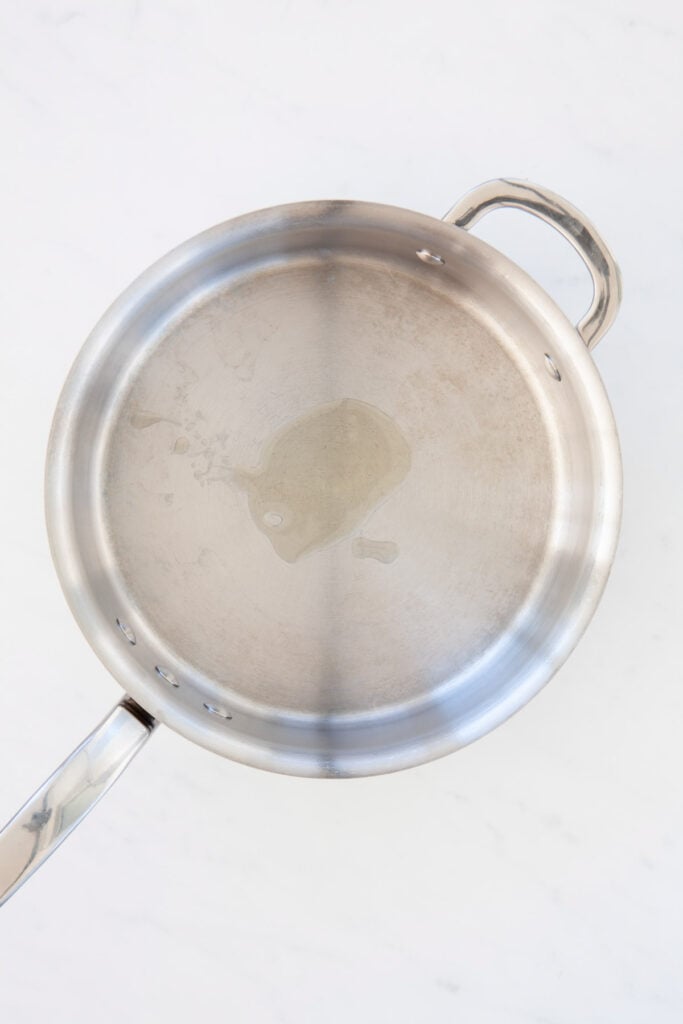 oil heating in a skillet