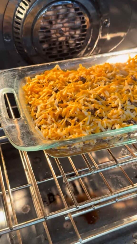 lazy enchiladas baking in the oven