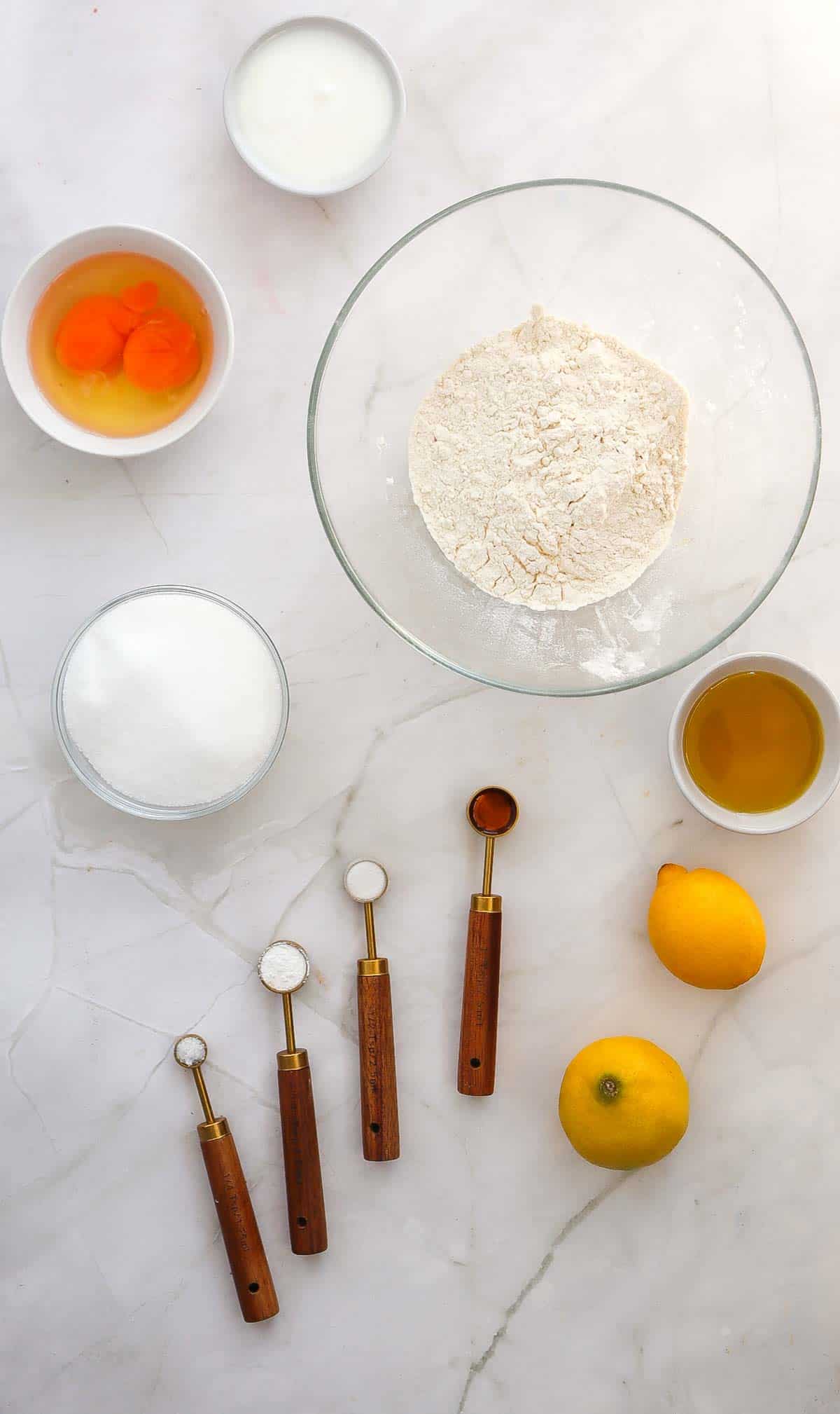 lemon loaf ingredients on the kitchen counter
