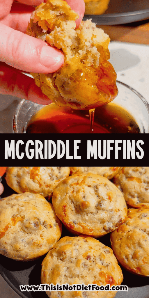 Looking for the ultimate make ahead breakfast? These McGriddle Muffins combine fluffy pancake batter, maple sausage, crispy bacon, melted cheddar cheese, and sweet maple syrup into the perfect grab-and-go breakfast recipe. They're freezer friendly, meal prep approved, kid friendly, and ready in just 30 minutes, making them ideal for busy weekday mornings, weekend brunch, school breakfasts, and holiday mornings. If you love easy breakfast recipes, breakfast muffins, pancake muffins, savory breakfast ideas, maple sausage recipes, brunch recipes, breakfast meal prep, freezer breakfast recipes, and family breakfast ideas, these homemade McGriddle Muffins are a delicious shortcut everyone will request again and again.