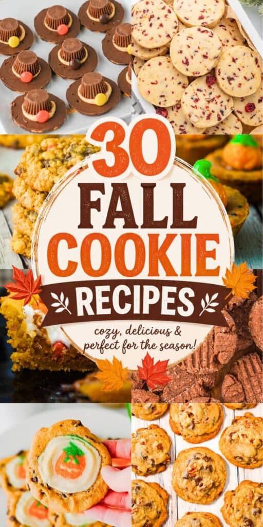 Looking for Fall Themed Cookies, Autumn Cookie Recipes, and Fall Baking Recipes? This roundup of 30 Fall Cookie Recipes is loaded with cozy ideas for cookie season. From Pumpkin Chocolate Chip Cookies and Pumpkin Spice Cookies to Apple Crisp Cookie treats, Maple Cookies, Pecan Cookies, and caramel favorites, there is something for every craving. You’ll find inspiration for Fall Themed Desserts, Fall Sweet Treats, Fall Baking, and creative Cookie Ideas that feel right at home from September through Thanksgiving. Save this roundup for November Baking, Thanksgiving Cookie Recipes, Halloween treats, bake sales, parties, and cozy weekends when you want fresh Fall Baked Goods. Add these easy Fall Baking Recipes to your seasonal must-bake list for cozy desserts everyone will want to try.