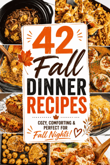 Cozy Fall Dinner inspiration starts here with 42 Fall Dinner Recipes made for crisp evenings, busy families, and serious comfort food cravings. This collection is packed with Easy Fall Dinner Ideas, Fall Weeknight Dinners, Lazy Dinners, and Quick And Easy Dinner Recipes that make seasonal meal planning simple. Dig into hearty casseroles, creamy Autumn Pasta Recipes, satisfying chicken and beef dinners, Fall Crockpot Recipes, one-pan favorites, soups, and more. Whether you need a Quick Fall Dinner after work or comforting Fall Supper Ideas Easy enough for a hectic night, these Yummy Fall Recipes deliver. Save these Autumn Dinner Ideas for cozy nights, Sunday suppers, October Dinners, and all your favorite Fall Cooking moments when only warm, comforting family food will do.
