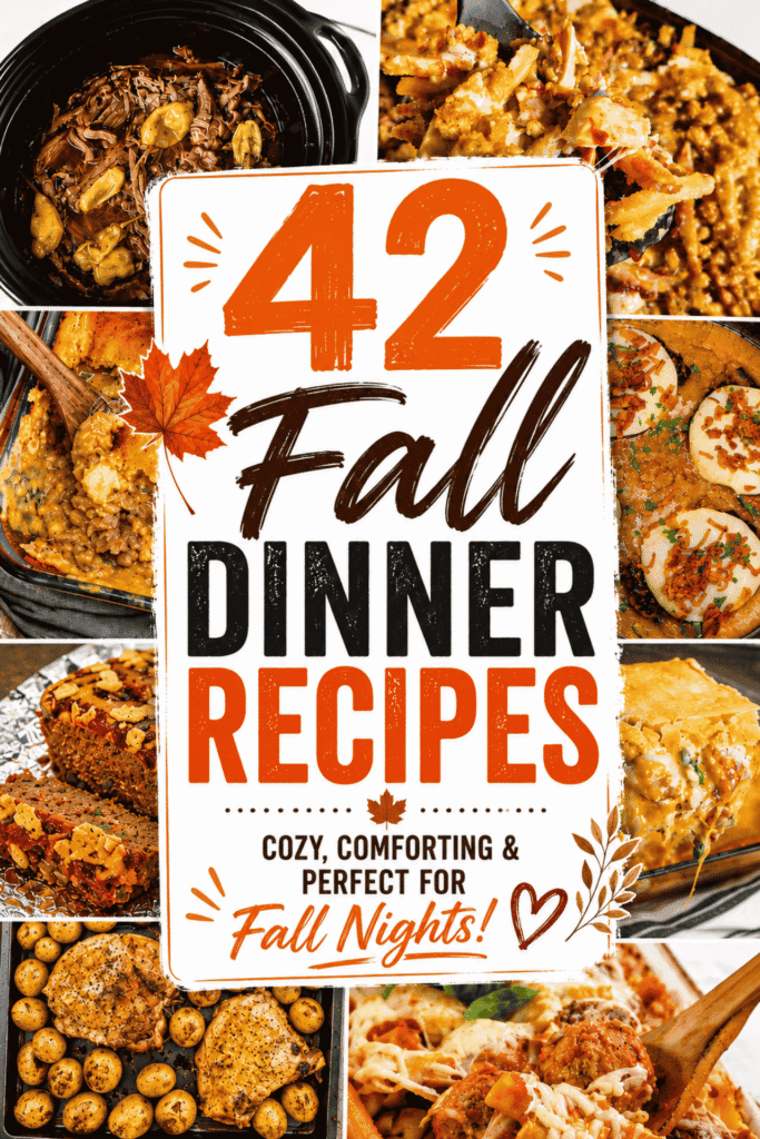 Cozy Fall Dinner inspiration starts here with 42 Fall Dinner Recipes made for crisp evenings, busy families, and serious comfort food cravings. This collection is packed with Easy Fall Dinner Ideas, Fall Weeknight Dinners, Lazy Dinners, and Quick And Easy Dinner Recipes that make seasonal meal planning simple. Dig into hearty casseroles, creamy Autumn Pasta Recipes, satisfying chicken and beef dinners, Fall Crockpot Recipes, one-pan favorites, soups, and more. Whether you need a Quick Fall Dinner after work or comforting Fall Supper Ideas Easy enough for a hectic night, these Yummy Fall Recipes deliver. Save these Autumn Dinner Ideas for cozy nights, Sunday suppers, October Dinners, and all your favorite Fall Cooking moments when only warm, comforting family food will do.