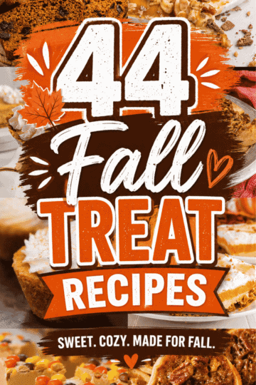 Save this collection of 44 fall treat recipes for baking and easy desserts with pumpkin, apple, caramel, cinnamon, and chocolate. These Fall Baking Recipes, Simple Fall Desserts, and Fall Treat Ideas include Pumpkin Chocolate Chip Cookies, Moist Pumpkin Chocolate Chip Bread, Mini Pumpkin Pies, Pumpkin Spice White Chocolate Chip Cookies, Caramel Apple Slices, Apple Cobbler, Cereal Treats, Mini Bundt Cakes, and Fall Themed Donuts. Find Simple Fall Desserts, Fall Baked Goods Recipes, Cute Fall Desserts, Quick Fall Desserts, and Fun Fall Desserts for Halloween, Thanksgiving, bake sales, parties, movie nights, or weekend baking. Whether you need Fall Treats For Kids, Fall Treats To Sell, Thanksgiving Dessert Ideas, or Autumn Baking Ideas, find sweet seasonal inspiration here.