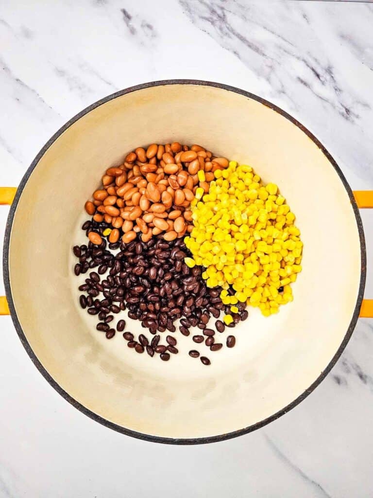 beans and corn in a large pot