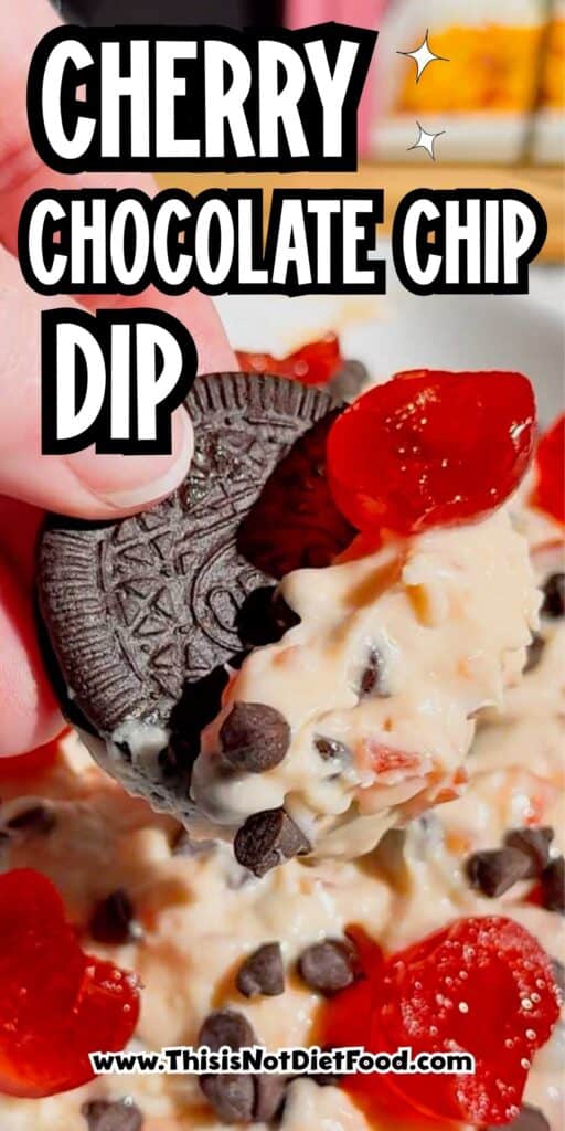 Cherry Chocolate Chip Dip is an easy no bake dessert dip loaded with creamy cream cheese, sweet cherries and mini chocolate chips. This quick dessert dip takes just 15 minutes to make and is perfect for parties, holidays, potlucks, Valentine's Day treats and easy entertaining. If you love chocolate chip dip, cherry desserts, cheesecake dip and sweet cream cheese dip recipes, this simple party dessert is a must-try. Serve this cherry chocolate chip cheesecake dip with graham crackers, vanilla wafers, pretzels, cookies or fresh fruit for dipping. Made with cream cheese, butter, brown sugar, vanilla, candied cherries and chocolate chips, it's a rich and creamy no bake treat. Save this easy dessert dip recipe for your next party, holiday dessert table, girls' night or last-minute sweet treat!