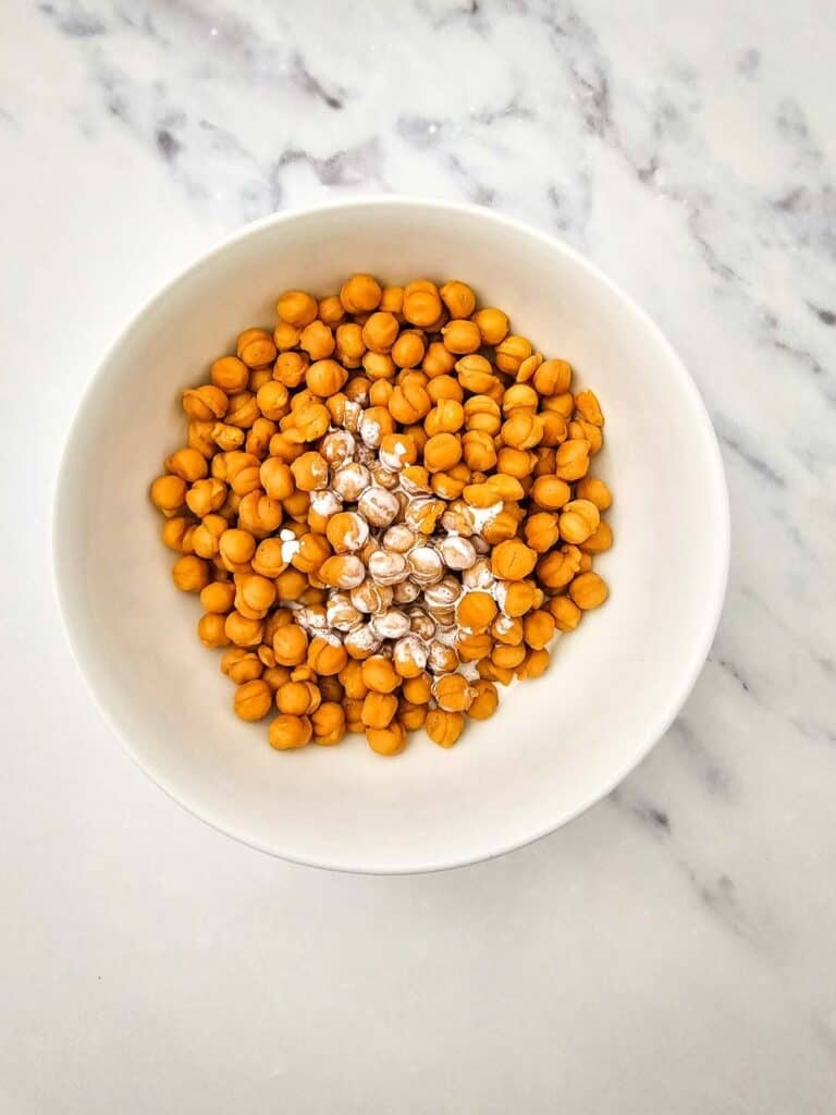caramel bits and cream in a bowl