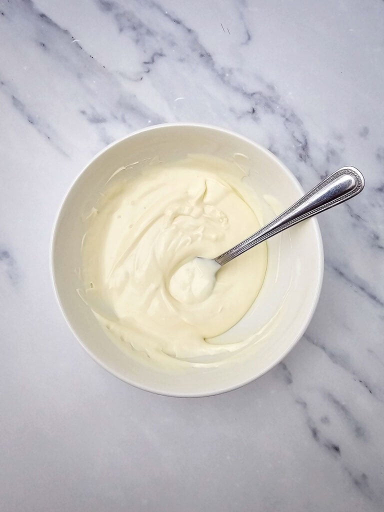 melted white chocolate in a bowl