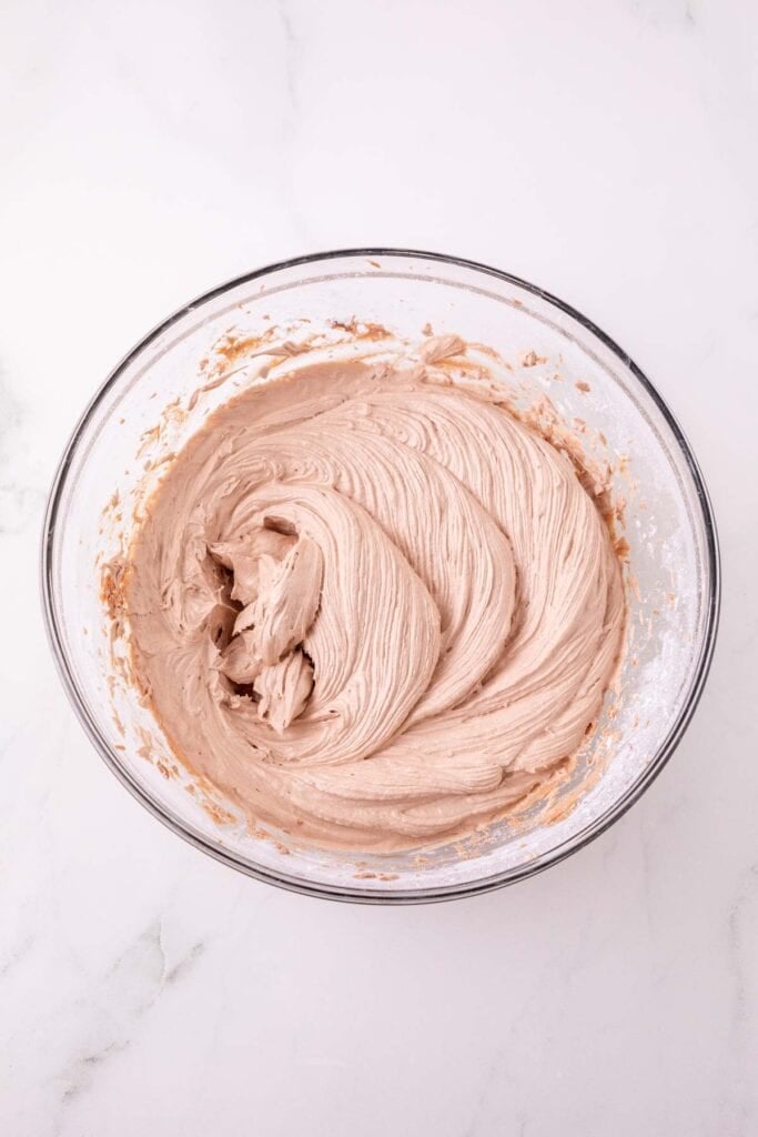 nutella frosting in a glass mixing bowl