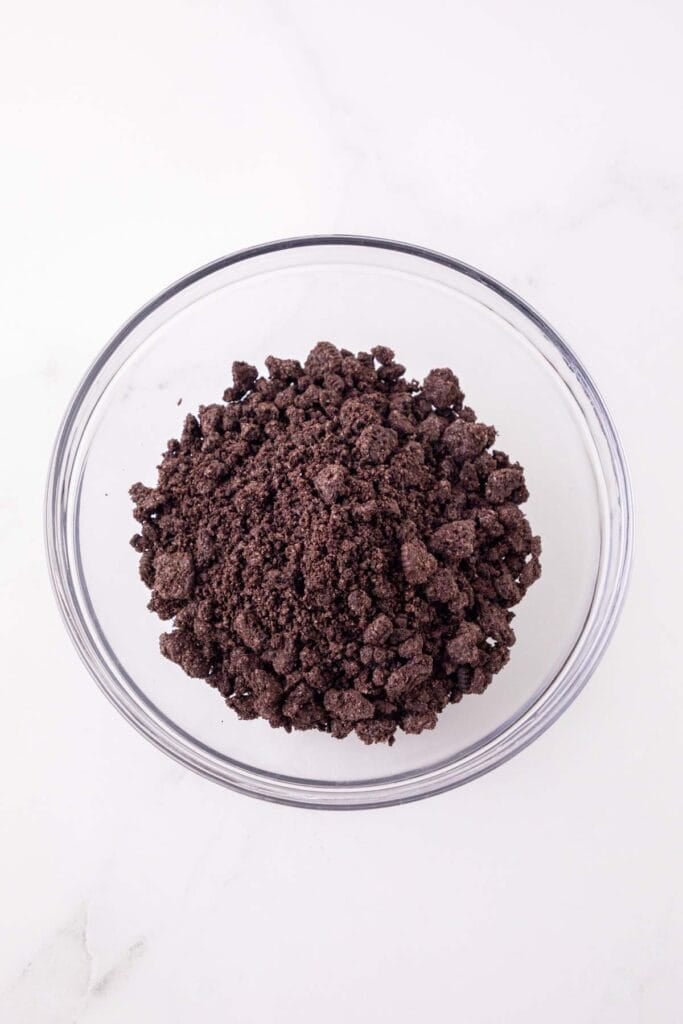 crumbled oreos in a bowl