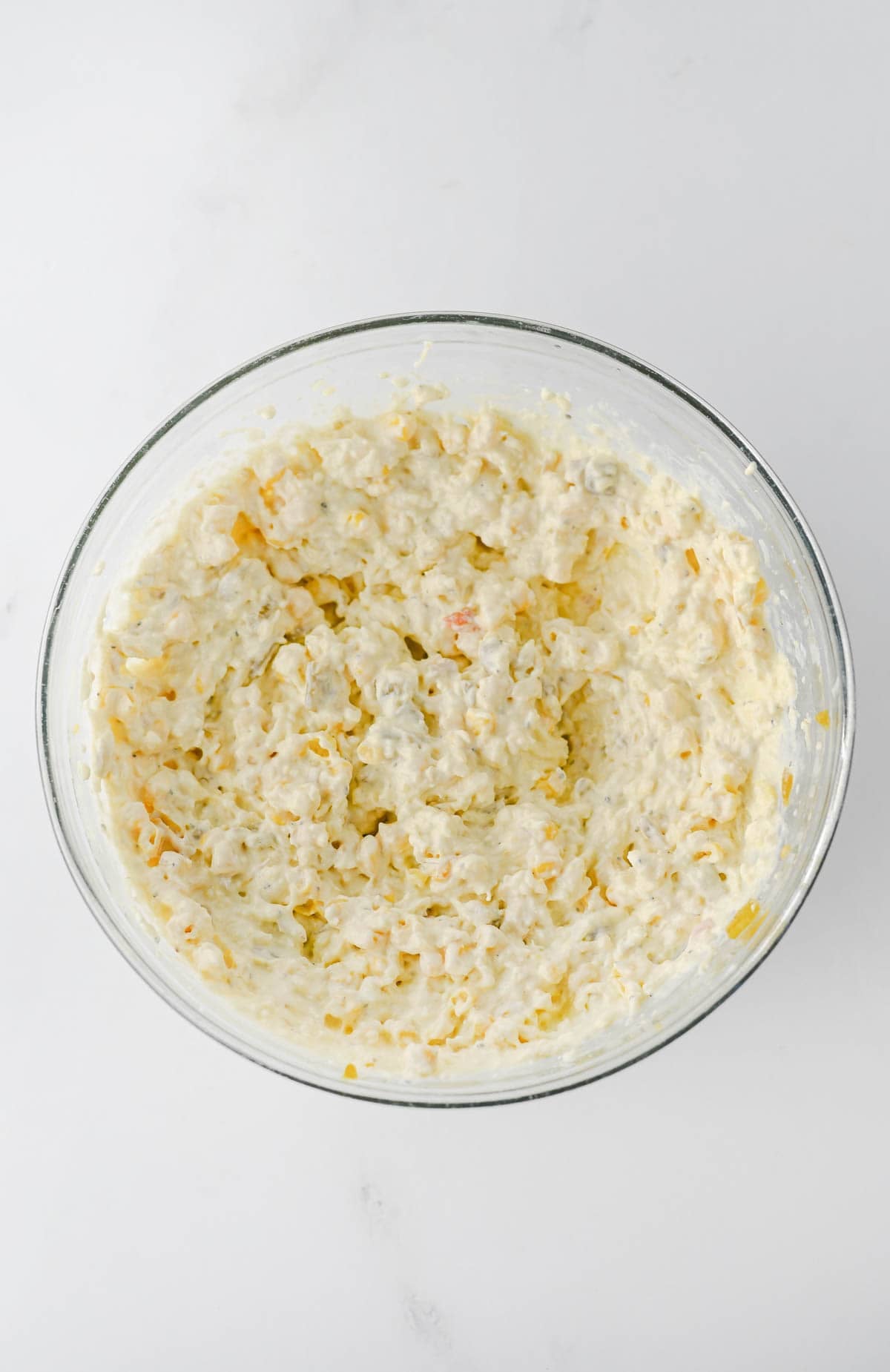 cream cheese corn mixture in a mixing bowl