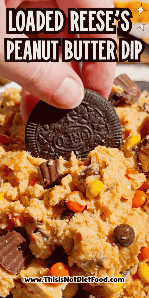 If you're looking for the ultimate Loaded Reese's Peanut Butter Dip, this easy no bake dessert is guaranteed to be a hit. Made with cream cheese, peanut butter, Cool Whip, brown sugar, Reese's Pieces, and chopped peanut butter cups, this creamy Peanut Butter Dip Recipe is rich, fluffy, and packed with chocolate and peanut butter flavor in every bite. It's the perfect Dessert Dip, Party Dip, No Bake Peanut Butter Dessert, and Reese's Dessert Recipe for game day, birthdays, potlucks, movie nights, holiday gatherings, or anytime you need a quick sweet treat. Serve it with graham crackers, pretzels, vanilla wafers, apple slices, or cookies for an irresistible snack everyone will keep coming back for. Save this easy peanut butter dessert recipe for your next party!
