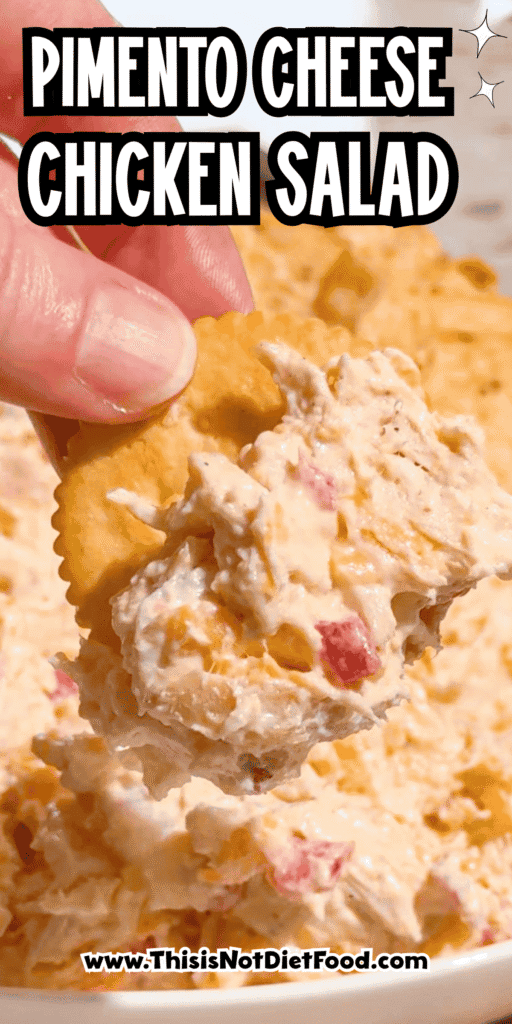 This Pimento Cheese Chicken Salad is a creamy, cheesy twist on classic chicken salad that's perfect for quick lunches, easy dinners, meal prep, parties and potlucks. Made with shredded chicken, cream cheese, mayonnaise, cheddar cheese, diced pimentos, red onion and simple seasonings, this easy chicken salad recipe comes together in just 15 minutes with no cooking required. If you love Southern pimento cheese, this Pimento Cheese Chicken Salad Recipe delivers all that rich, tangy flavor in a hearty chicken salad. Serve it on croissants, sandwich bread, crackers, lettuce wraps or tortillas for an easy lunch idea. This creamy chicken salad with cream cheese is perfect for leftover chicken or rotisserie chicken. Save this easy Pimento Cheese Chicken Salad for busy weekdays and summer lunches!